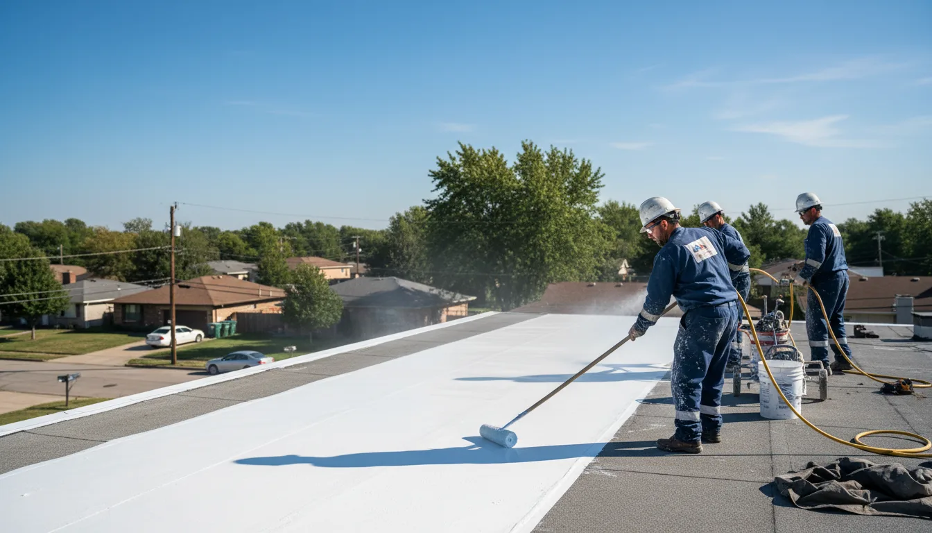 Commercial roof coating in Farmersville, IL near me